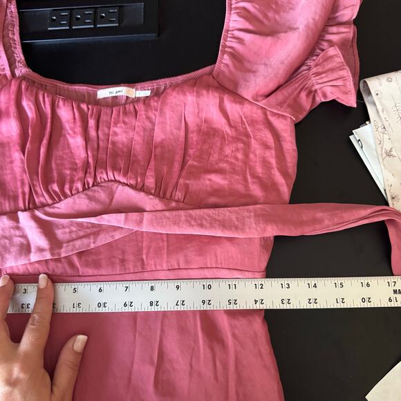 Y2K Babydoll Dress Size S Pink Croquette Preppy Romantic Scoop Neck Midi Soft - Picture 11 of 13